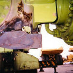Another angle of the banjo modification requested by Terex (American Division) for trucks working in quarries in Portugal and Spain. We have also modified 3311 axles for Terex in Alabama, and are called upon to perform most maintenance and fabrication work for Terex.