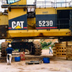 Jnatra asked us to design and manufacture a lifting frame for a large excavator, as cranes were limited. It was then supported by jacks for 1 week, then lowered back on to the track frame after a bearing change.