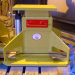 Shown in these photographs are air assisted stands designed and fabricated by our company. This particular order is to support a CAT D10 dozer for undercarriage refurbishment..  The stands pictured here are heavy duty but can be moved easily by fork lift or pallet lift. They can be made in any size to suit your requirements. With this design it eliminates any need for manual lifting or pushing, lumps of wood or pieces of steel to pack, which result in an unstable base and danger of collapse. Just turn the air valve to the height required, then push the double lock pin in.