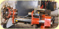 A photo of our in-line boring equipment at work. The boring link arm bores on an O&K RH120 back-actor stick. The in-line boring equipment is hydraulically driven, electronically powered, with infinite control on all aspects, and capable of facing work. With this particular equipment we are able to carry out more specialised fabrication work and has enabled us to offer a complete service, which we can control ourselves.